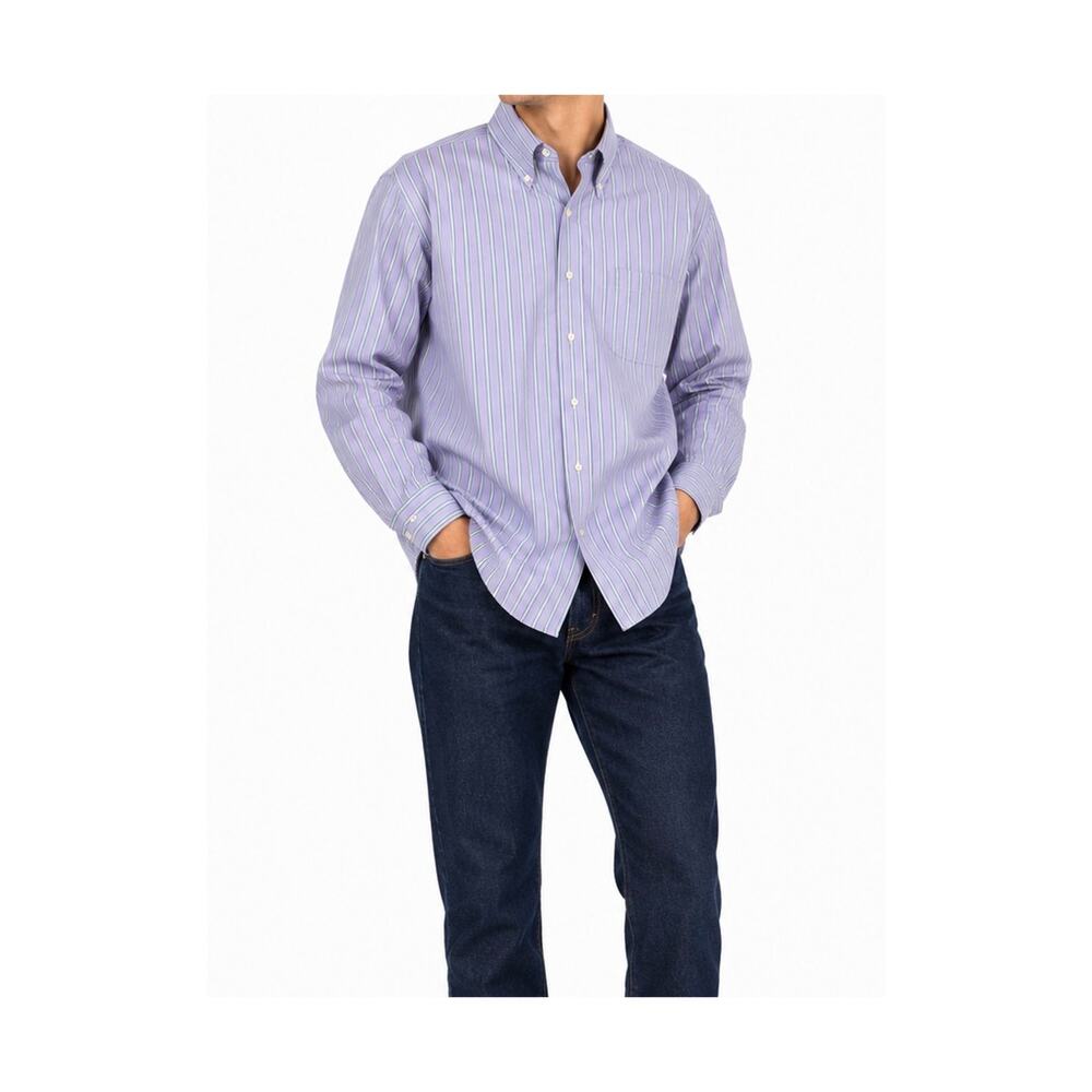 Brooks Brothers Shirt Mens Size 16 1/2 35 Purple Cotton Long Sleeve Button Down